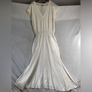 Free People Beach Large Marlow Maxi Dress in Ivory Long Cotton Hemp Timeless L